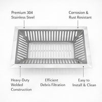 Drain Filter Basket for Sewer Grate, 304 Stainless Steel Underground Drainage System, Heavy Duty Rainwater Perforated Mesh