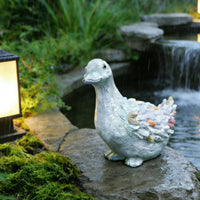 Imitation Stone Duck Ornament Weather-Resistant Pond Duck Sculpture for Yard