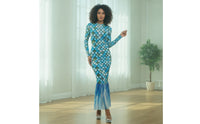 Long-Sleeve Mermaid Dress Fitted Fishtail Dress See-Through Evening Gown Lightweight for Women, Photoshoots, Themed Events, Costume Parties