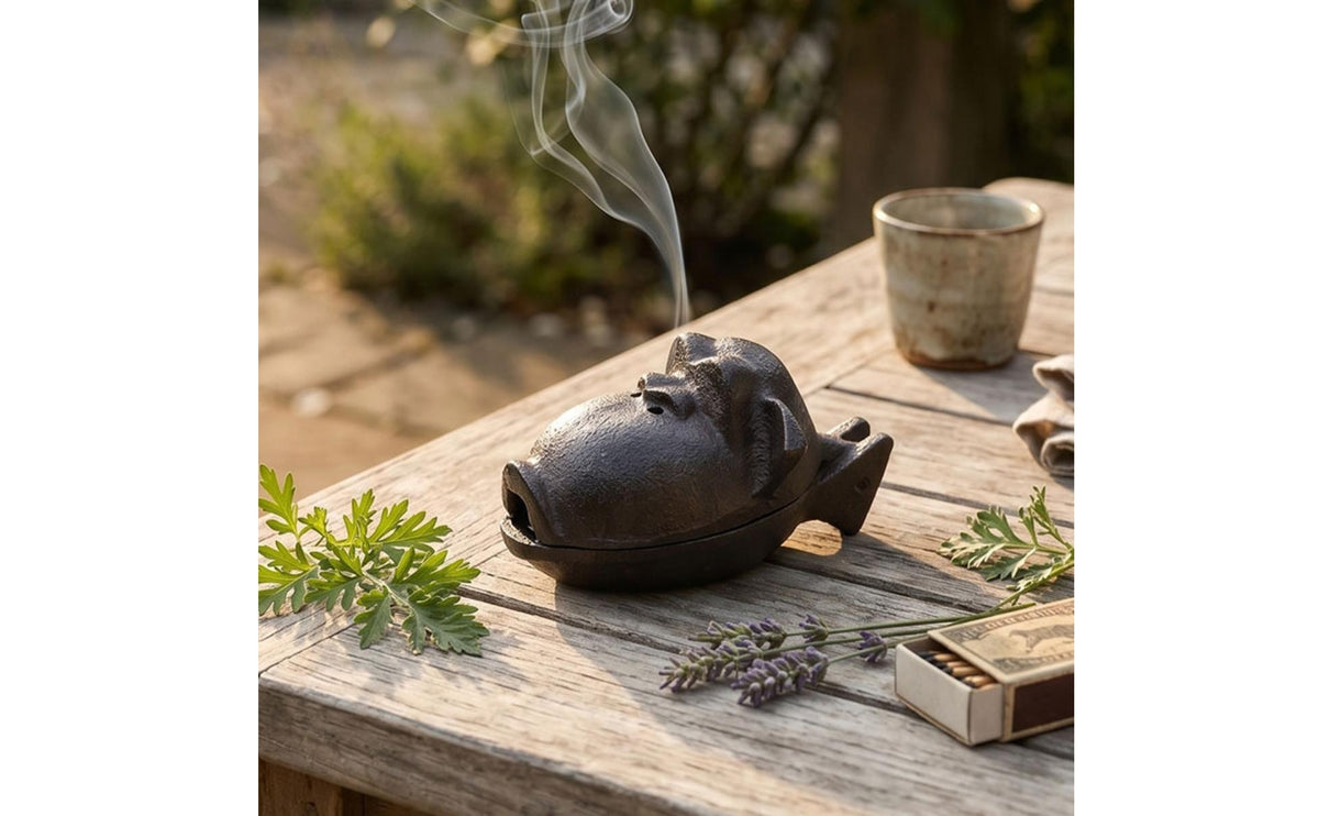 Monkey Ash Receptacle Cast Iron Primate Scent Holder Rustic Ash Receptacle with Hinged Lid for Smokers, Tea Table, Office Desk, Bar