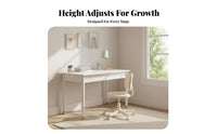 Height-Adjustable Writing Desk Creamy pale Finish Adjustable Kids Desk Paint Easy to Clean for Studying, schoolwork