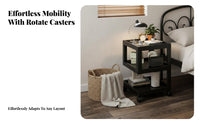 3-Tier Rolling Utility Trolley Locking Casters Bedside Table 360° Rotatable