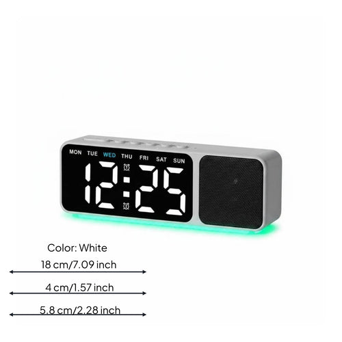 Bluetooth Speaker Timepiece Ambient Light Home Gadget Wood Grain Finish