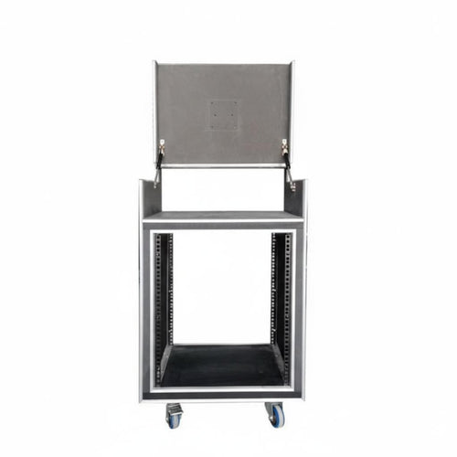 Aluminum-Reinforced Frame Rolling Amplifier Cabinet ruggedDuty Construction travel case high-grade Audio Equipment Rack Portable for Sound Engineers, Event Technicians, Touring, in-person Performances, in-person music events, on the travel