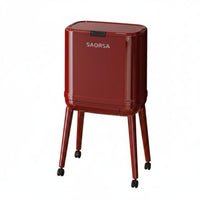 Rolling Garbage Bin with Lid Large Capacity Tall Kitchen Wastebasket Light Luxury Style High-Leg Trash Can for Restroom