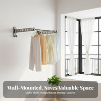 Foldable Hanging Clothes Rack No-Drill Installation Laundry Accessory Retractable sturdyDuty for Apartment Dwellers, Homeowners
