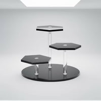 Hexagonal Display Stand Stepped Acrylic Display Stand Clear for Collectors, Retail Counter