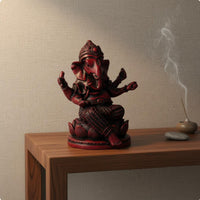 Lotus Base Ganesha Sculpture Thai Design Ganesha Idol Vintage Finish