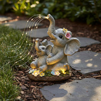 Solar Garden Elephant Decor Waterproof Solar Elephant Statue Gift Idea for Yard