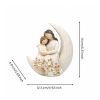 Sentimental Mother Daughter Figurine Delicate Painted Details Family Love Ornament Soft Colors Mother Child Figurine Handmade Look for Living Room, Bedroom, Entryway