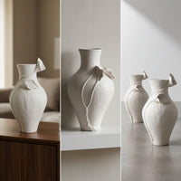 Decorative Ceramic Vase Handmade Ceramic Flower Vase Minimalist Artistic Flower Vessel for Tabletop