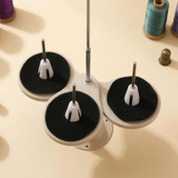 Overlock Thread Stand Textured Pads Three-Spool Thread Stand Beige and Silver