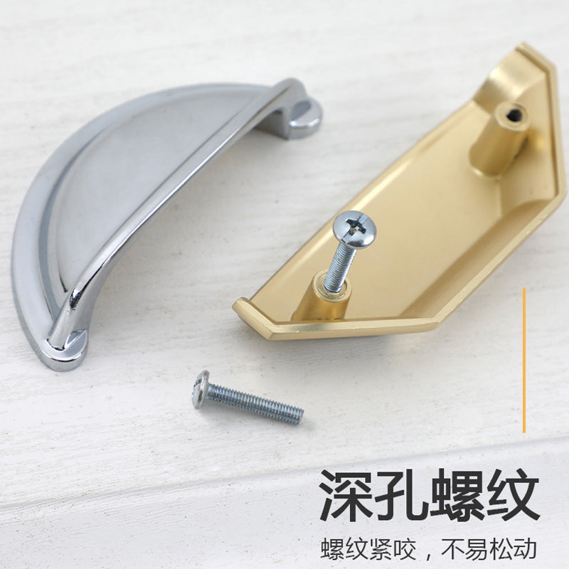 Modern Minimalist Shell Half-Round Cabinet Drawer Pull in Gold, Black, or White