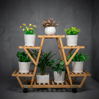 Plant Stand for Indoor Plant Display in the Living Room, 4 Tier Bamboo Wooden Plant Stand, Tall Plant Stands Indoor, Stable Plant Pot Stand