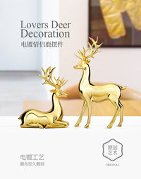 Resin Craft Couple Deer Figurine for Home Decor
