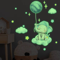 Luminous Starry Pachyderm Bodies Wall Decal Removable Glow in the Dark Elephant Wall Stickers Home Decor Decoration for Kids, Young Children