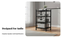 With Locking Casters Audio System Equipment Rack Space-Saving Vertical Design High-Fidelity Amplifier Stand Stable Steel Frame Multi-Tier Audio Stand Heavy Duty for Audiophiles, Home Theater, Listening Room