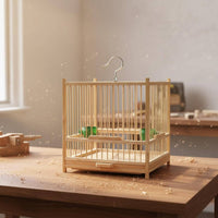 Square Bird Enclosure Handmade Wooden Bird Enclosure Includes Cups and Perches