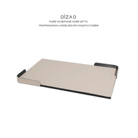 Modern Luxury Metal Handle Tray with Leather Decorative Plate