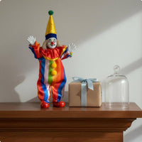 Classic Porcelain Clown Doll Unique Gift Idea Collectible Ceramic Clown Doll Adjustable Posing Flexible Fool Figurine for Collectors, Cafe Decor