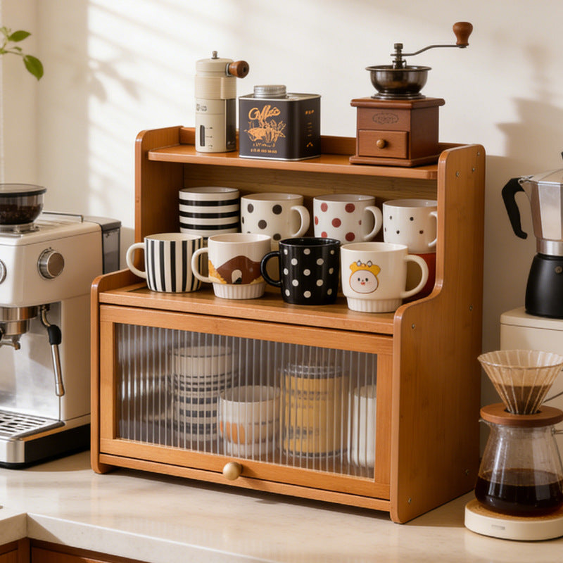 3-Tier Bamboo Cup Rack for Tabletop, Tea Cups, Coffee Mugs, and Kitchen Utensils