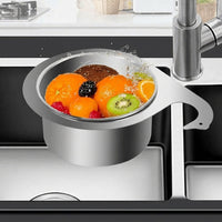 Swan Drain Basket Stainless Steel Sink Strainer with Handle, Thickened Food Waste Strainer, Modern Minimalist Fruit Vegetable Colander Basket
