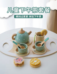 儿童仿真茶具冰淇淋售卖台下午茶过家家套装蒙特梭利早教木质玩具