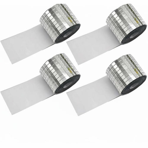 4 Rolls Mirror Sticker Roll Bright Reflection Self Mosaic Tiles Long-Lasting