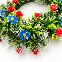 Artificial Flower Wreath, Wreath, Entrance, Wall Hanging, Green, Plastic, Colorful, Eucalyptus Wreath, Door Decoration