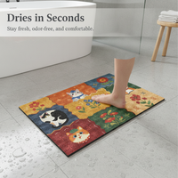 Dopamine Cartoon Diatomaceous Earth Bath Mat - Super Absorbent, Non-Slip, Quick Dry for Bathroom & Entryway