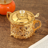 Filigree Condiment Jar Glossy Kitchen Storage Spoon Included