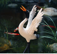 Garden Resin Crane Ornament with Water Flow Landscape for Courtyard Lawn and Fish Pond Decoration