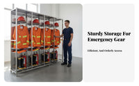 Firefighter Uniform Rack Heavy-Duty Stainless Steel Turnout Gear Rack Accessible-Design Design Double-Sided Rotating Gear Stand