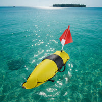 High-Visibility Inflatable Buoy with Flag Streamlined Dive Buoy with Flag Bright Inflatable Marker Buoy Reflective for Divers, Snorkelers, Spearfishers, Snorkeling, Open-Water