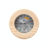 Sauna Thermometer with Hygrometer Wooden Gauge with Dial Analog for Steam Room