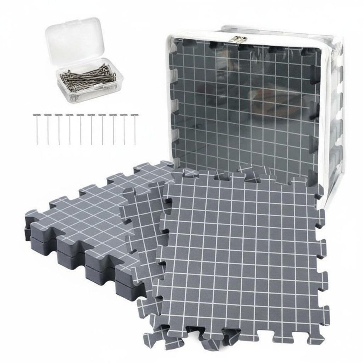Knitting Blocking Mat Grid Lines Foam Blocking Tiles Includes T-Pins