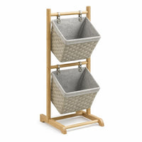Baskets with Wooden, Storage Organiser for Home Decluttering, Tiered Storage Shelf for Apartment, Entryway Storage Shelf with