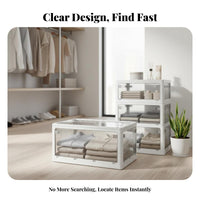 Collapsible Storage Box with Doors Foldable Stackable Box with Doors for Renters