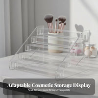 Makeup Display Case Transparent Design Tiered Compartment Tray Multi-Functional