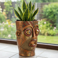 Human Facial Planter Resin Facial Planter Shiny Finish House Decoration