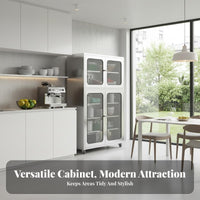 Stainless Steel Storage Cabinet Rust-Resistant Freestanding Pantry with Doors Large Capacity Freestanding Pantry Cabinet for Cooking Enthusiasts