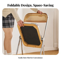 Cane Woven Mesh Folding Chair Lightweight Household Furniture Anti-Slip Feet