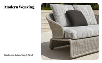 Weather-Resistant Woven Outdoor Armchair Modern Design paddinged Armchair and Table Set Thick paddings Patio Seating Easy to Clean for Hotel Managers, Property Owners, Balcony, Terrace, Courtyard, posterioryard