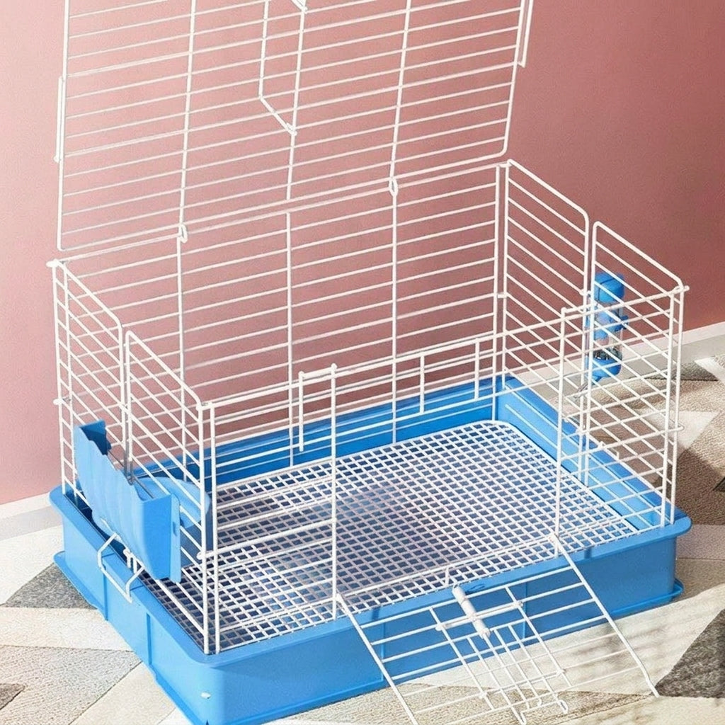 Guinea Pig Cage Habitat and Bunny Cage, Multi-Level Pig Cage with Ramp, Spray-Painted Metal Wire Luxury Pet Indoor Home for Small Animal Use