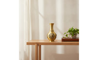 Vase with Dragon Relief Gold-Toned Chinese Dragon Vase Intricate for Living Room