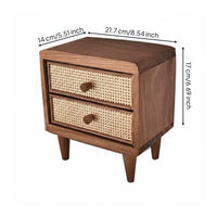 Wooden Rattan Drawer Box Handwoven Cane Front Mini Desk Storage Box Space Saving