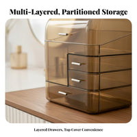 Stackable Cosmetic Drawer Box Multi-Compartment Compartmentalized Storage Box