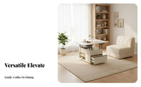Lifttabletop Table Multiversatile Living Room Furniture Space-Saving Storage Unit for Renters, Homeowners, Small Areas, Lounge Area, Home Office