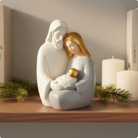 Mother and Child Statue Cartoon Design Holy Family Figurine Hand-Painted Holy Family Statue for Garden