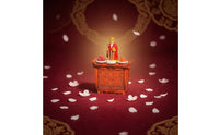 Shrine with Fragrance Burner Ornate Wealth God Figurine Carved
